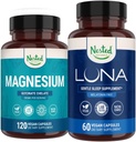 Nested Naturals Luna Melatonin-Free Sleep Aid & Magnesium Glycinate Chelate for Improved Sleep, Relaxation, & Recovery (180 Capsules)