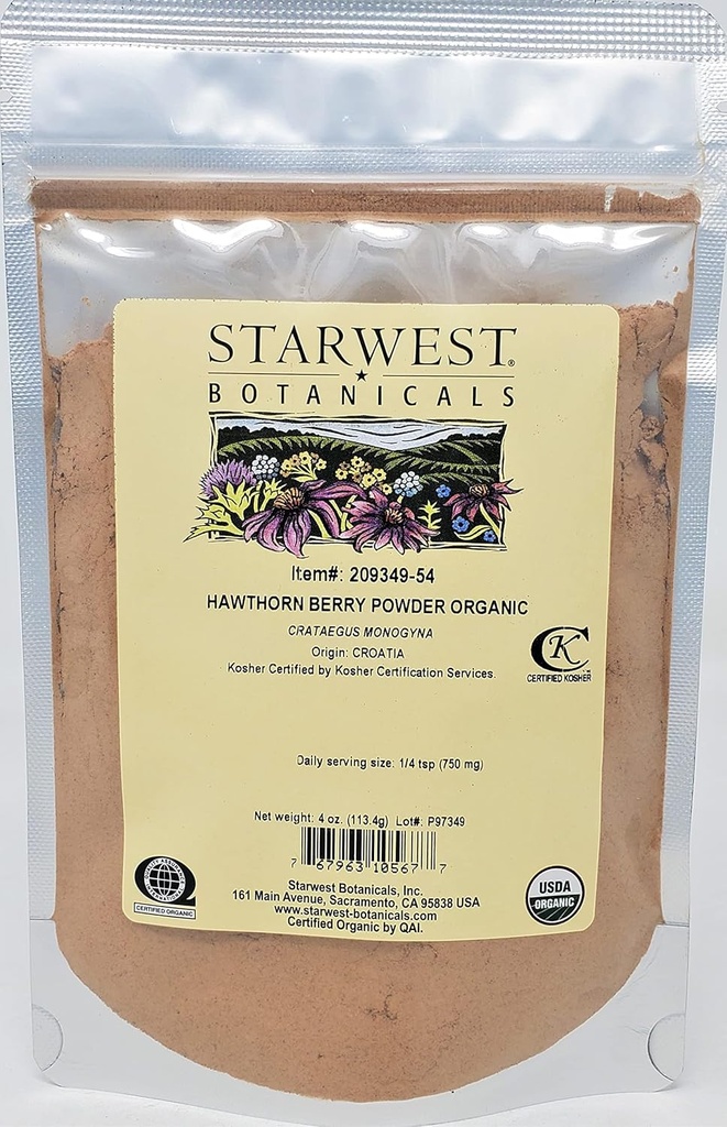 Hawthorn Berry Pwd Org - 4 Oz,(Starwest Botanicals)