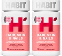 Habit Hair, Skin & Nails Supplement 2 Pack (120 Capsules) - New Look, Supports Skin Hydration, Hair & Nail Strength, Biotin 2000mcg, Vitamin A & C, Hyaluronic Acid, Rosehip, Vegan, Non-GMO