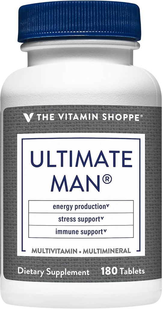 The Vitamin Shoppe Ultimate Man Multivitamin - High Potency Daily Multi with Energy Blend, Complete Nutrition for Men (180 Tablets)