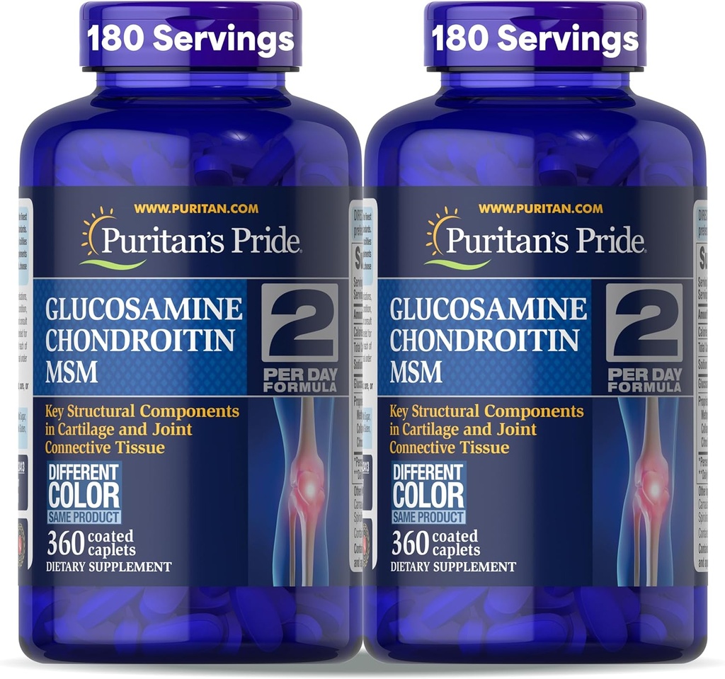 Puritan's Pride Glucosamine Chondroitin MSM Dietary Supplement for Joint Health, 360 Coated Caplets