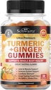 Turmeric Curcumin with Ginger Gummies - Natural Extra Strength Joint Support Supplement, Delicious Peach Flavor Ultra High Absorption Turmeric Supplement Non-GMO, Gluten Free 120 Count