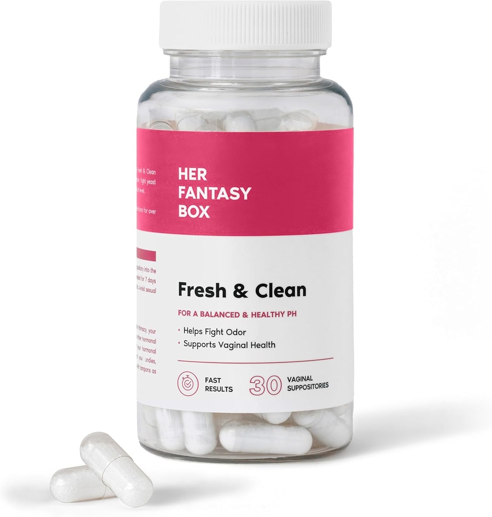 Her Fantasy Box | Fresh & Clean pH-Restore Vaginal Suppositories – Boric Acid for pH Balance, Odor Control & Comfort – 30 Vegan Suppositories