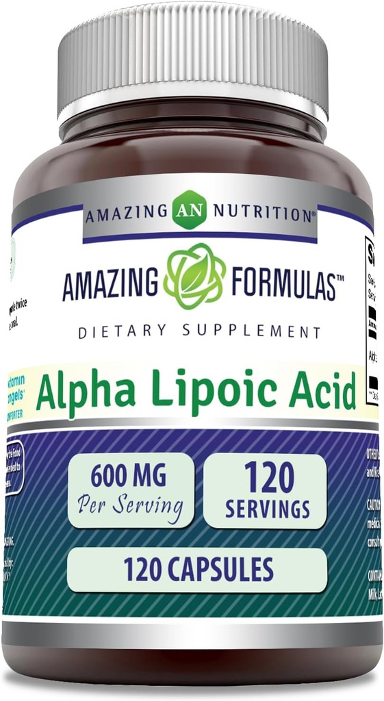Amazing Formulas Alpha Lipoic Acid | 600 Mg Per Serving Supplement | Capsules | Non-GMO | Gluten Free | Made in USA (Unflavored)