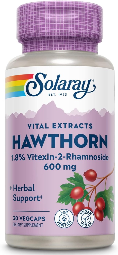 SOLARAY One Daily Hawthorn Extract Supplement, 600mg | 30 Count
