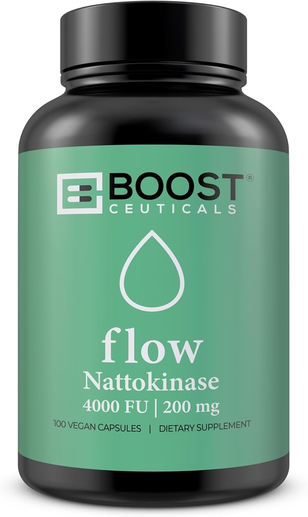Nattokinase 4000 Fu 200mg - Vegan No Stearates Gluten Free - Pure Natural Blood Thinner & Blood Flow Supplement - 100 Capsules / 100 Days Supply