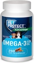 Pet Protect M/L Dog Omega-3 Supplement, Proprietary Free Form Blend, Supports a Normal Inflammatory Response, Snip-Tip Capsules (250 Count)