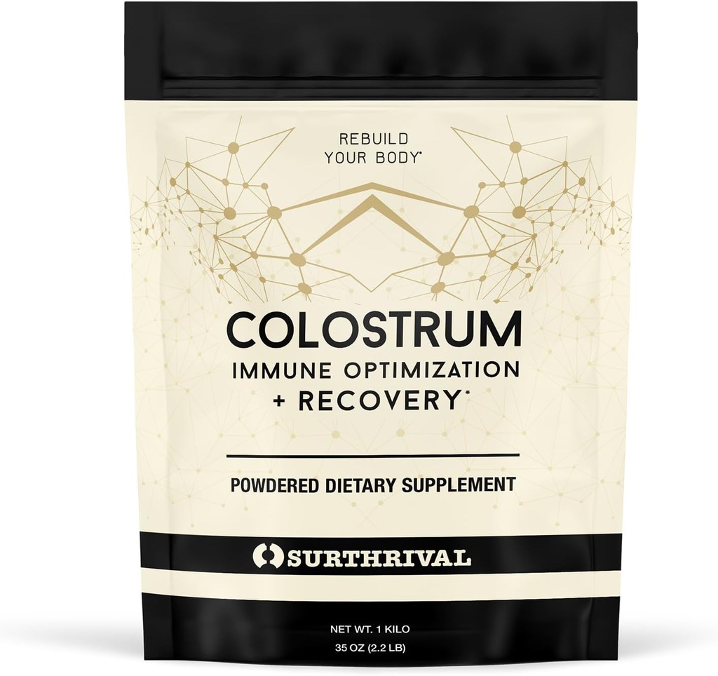 Surthrival: Colostrum Powder (1 Kilo, 2.2lbs), Immune Optimization & Recovery, Powdered Dietary Supplement, Gut Health, Immune Support, Keto Friendly