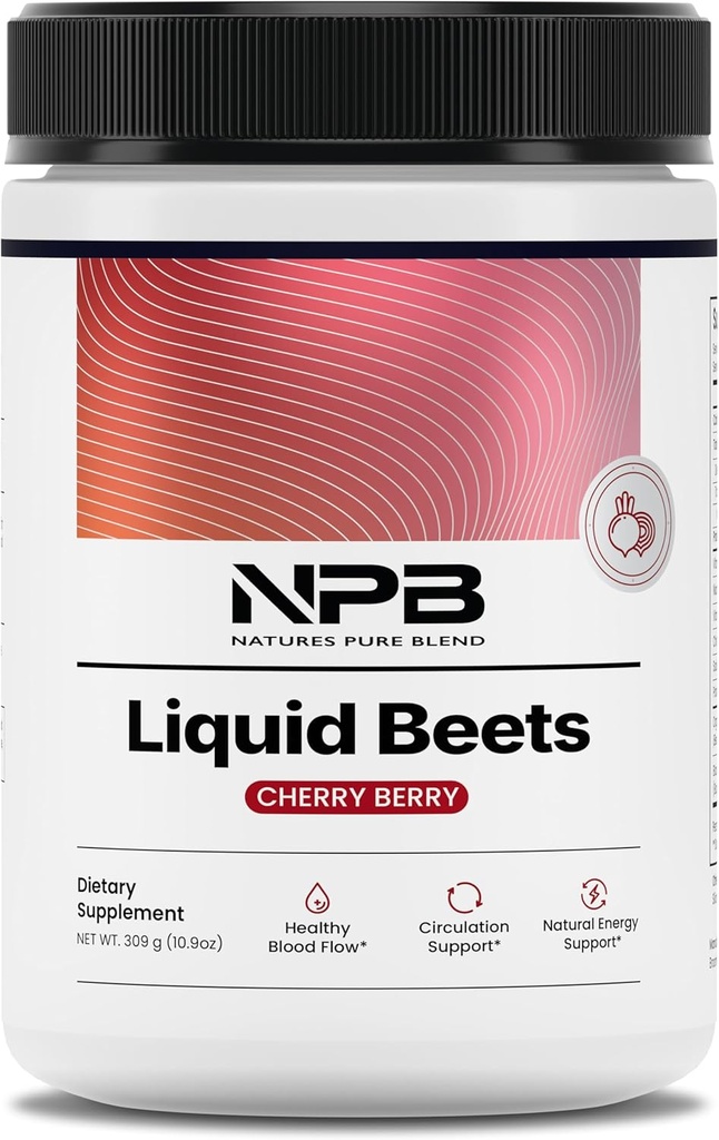 Nature's Pure Blend Organic Beet Root Powder – Nitric Oxide Booster L-Arginine – Liquid Beets for Blood Flow Circulation & Energy – Pre-Workout Endurance Support – 8,000 MG