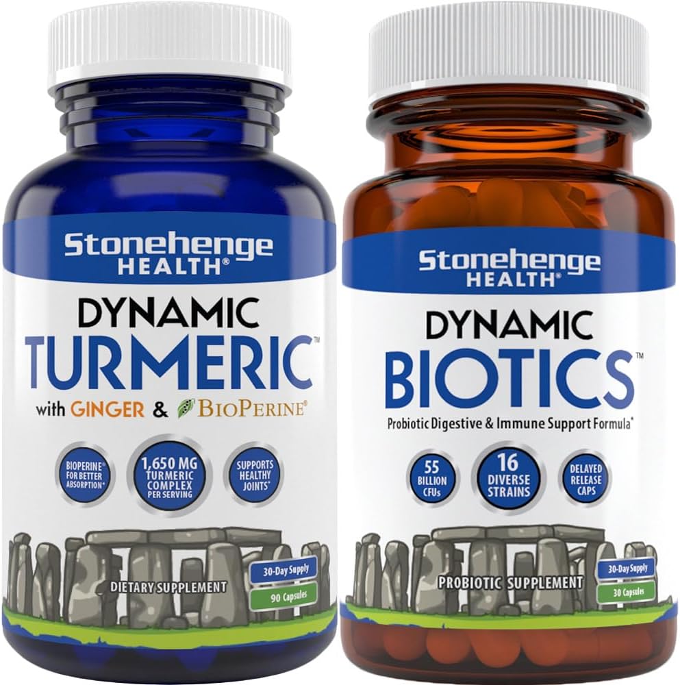 Stonehenge Health Dynamic Turmeric, Dynamic Biotics Probiotic: Joints and Digestion Support Bundle