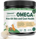 ZEBORA Omega 3 Fish Oil for Dogs, Wild Caught Dog Fish Oil, EPA & DHA, Krill Oil, Kelp, Skin and Coat Supplement, Anti Itch & Shedding, Support Dry Skin, Joint Health, Dog Allergy Relief