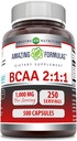 Amazing Formulas BCAA 2:1:1 1000 Mg Per Serving | Capsules | Branched Chain Amino Acids Supplement | Non-GMO | Gluten-Free | Made in USA (500 Count, Pack of 1)