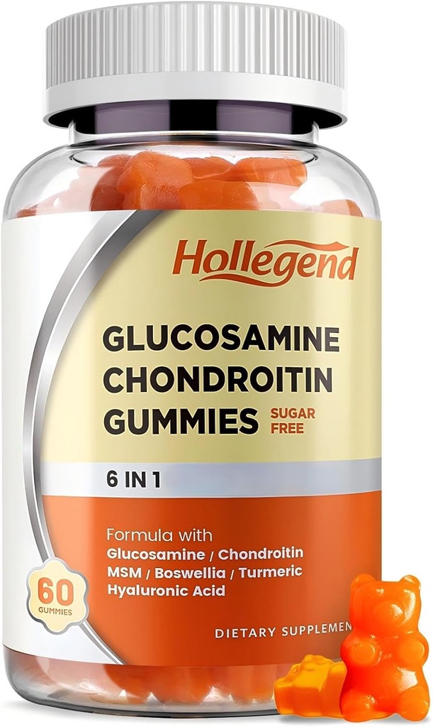 Glucosamine Chondroitin Gummies Sugar Free, Gummies Supplements for Adults Men & Women, 60 Count