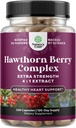 High Strength Hawthorn Berry Capsules - Pure Antioxidant Hawthorn Berry Supplement with Leaf & Flower Extract 4:1 for Healthy Heart & Digestion - Energy Support for Men & Women - 240 Count Pack