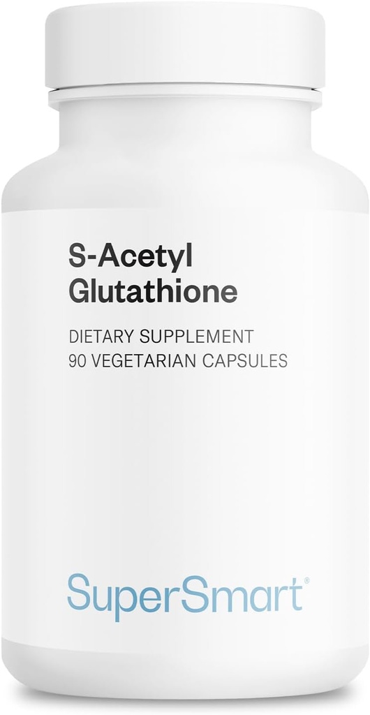 Supersmart S-Acetyl Glutathione 300mg per Day (High Absorption) - Stable Form of L-Glutathione Tripeptide - GSH Supplement | Non-GMO & Gluten Free - 90 Vegetarian Capsules