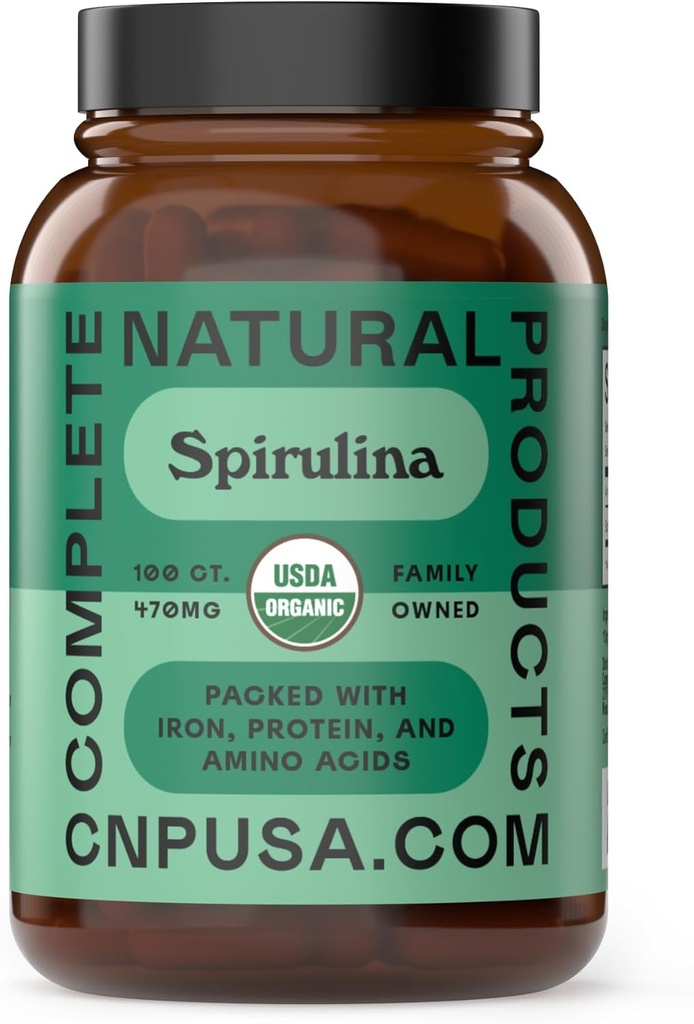 Pure Hawaiian Blue Green Spirulina Powder Capsules - 470mg Capsules 100 Pills, Non GMO, Natural