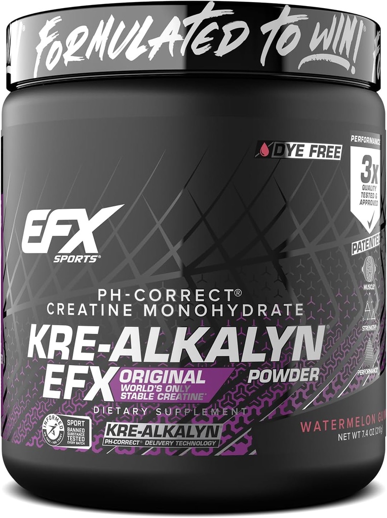 EFX Sports Kre-Alkalyn EFX Powder | pH Correct Creatine Monohydrate Powder Supplement | Strength, Muscle Growth & Performance | 116 Servings (Watermelon Gummy)