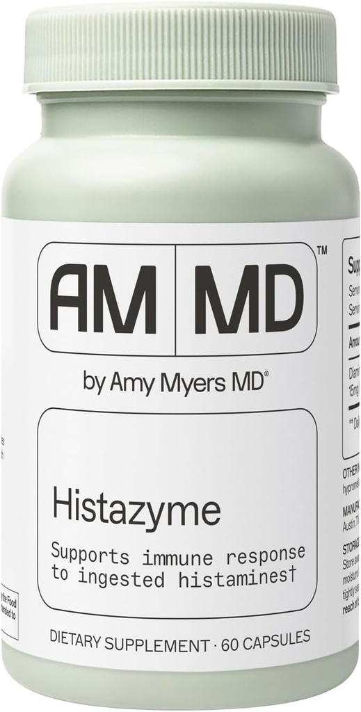 Amy Myers MD Histazyme - Diamine Oxidase Dao Enzyme Supplement Histamine Blocker to Support Healthy Digestion, Food Derived Histamine Intolerance (HI) - 60 Capsules - Bottle