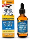 Natural Path Silver Wings Colloidal Silver - Extra Strength Liquid Immune Support Supplement - - 500ppm (2500mcg) - 2oz Dropper