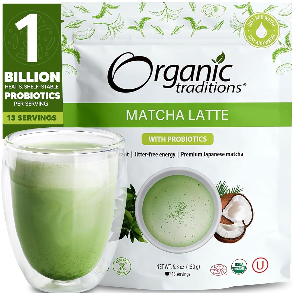 Organic Traditions Matcha Latte Green Tea Powder | Premium Authentic Japanese Matcha | Sourced in Japan | 150g/5.3oz Bag