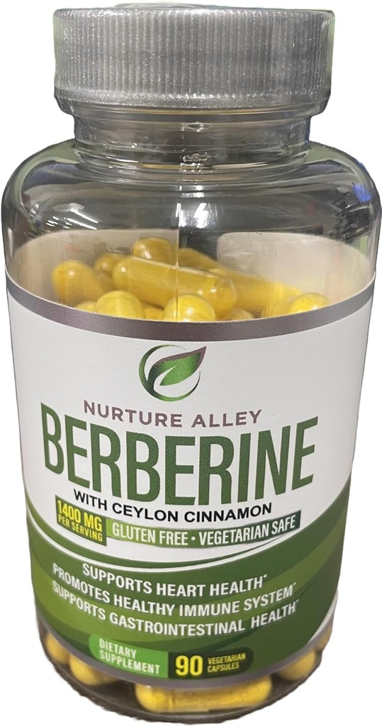 Berberine Complex with Berberine HCL 1200mg and Organic Ceylon Cinnamon 200mg - Metabolism and Immune System Support Supplement - 90 Capsules