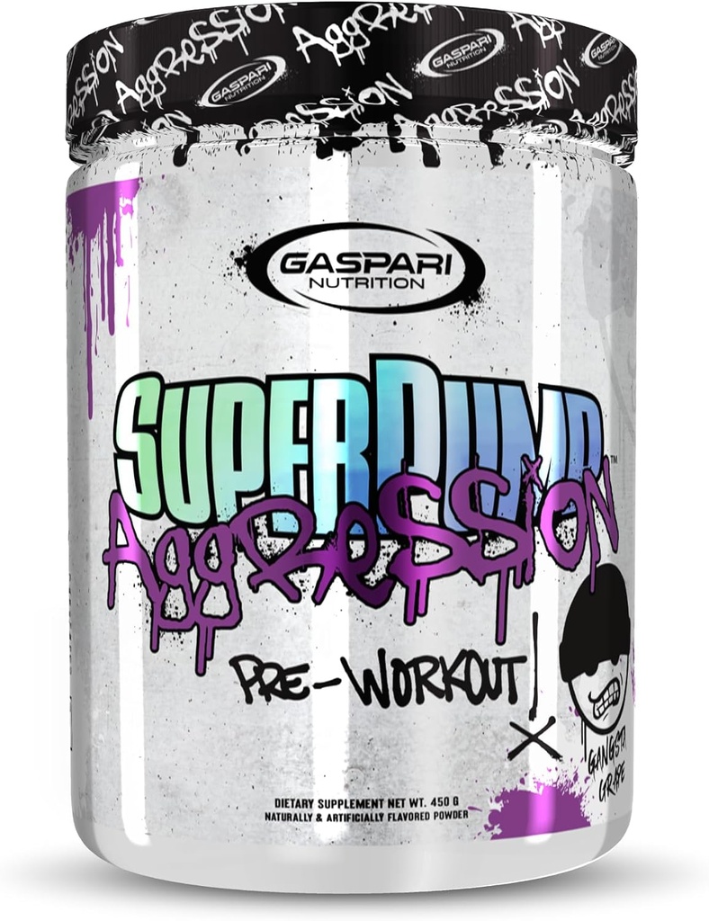 Gaspari Nutrition SuperPump Aggression Pre-Workout: Energy, Focus, Endurance, Recovery, Creatine and Caffeine, 25 Servings (Gangsta Grape)
