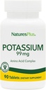 Nature’s Plus Potassium 99 mg, 90 Tablets - Supports Healthy Electrolyte Balance & Overall Well-Being - Gluten Free, Vegetarian - 90 Servings