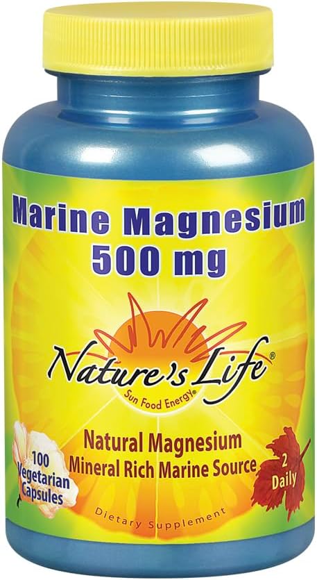 Nature's Life Marine Magnesium 500mg | Healthy Digestion & Regularity Formula with Magnesium Hydroxide from Northern Sea Waters | 100 Vegetarian Caps