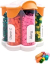 Extra Large Pill Organizer Daily, Weekly, Monthly Supplement Bottle, Cute Blossom Pill Dispenser with 7 XL Compartments, Easy-Open Pill Box for Vitamins, Medications, Labels Included (Orange)