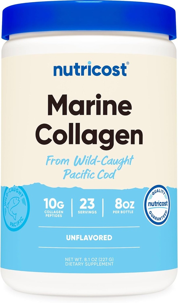 Nutricost Marine Collagen Powder Wild Caught Fish (8 oz) - 23 Servings, 10 G Protein Per Serving, Alaskan Wild-Caught