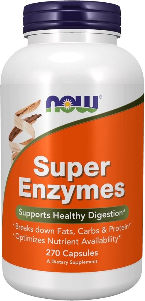 NOW Foods, Super Enzymes, Formulated with Bromelain, Ox Bile, Pancreatin and Papain, Super Enzymes, 270 Capsules
