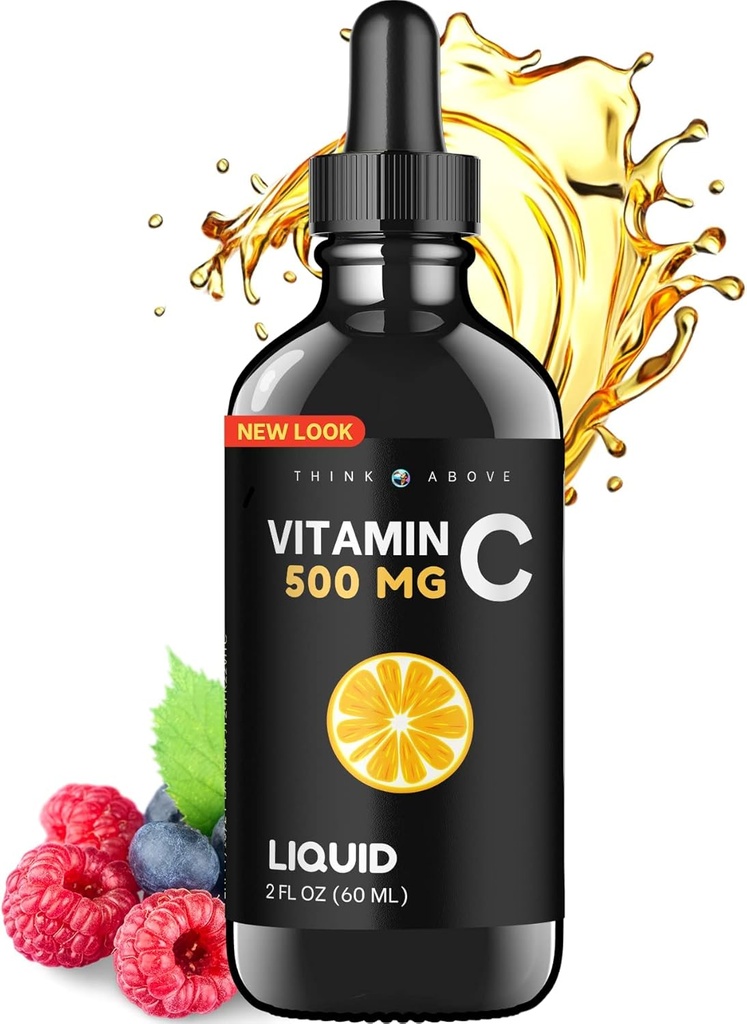 Liquid Vitamin C Drops - 500 mg High Dose, for Adults and Kids (2 Ounce)