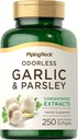 Piping Rock Odorless Garlic and Parsley Pills | 500mg | 250 Softgel Capsules | Concentrated Herbal Extract | Non-GMO, Gluten Free Supplement