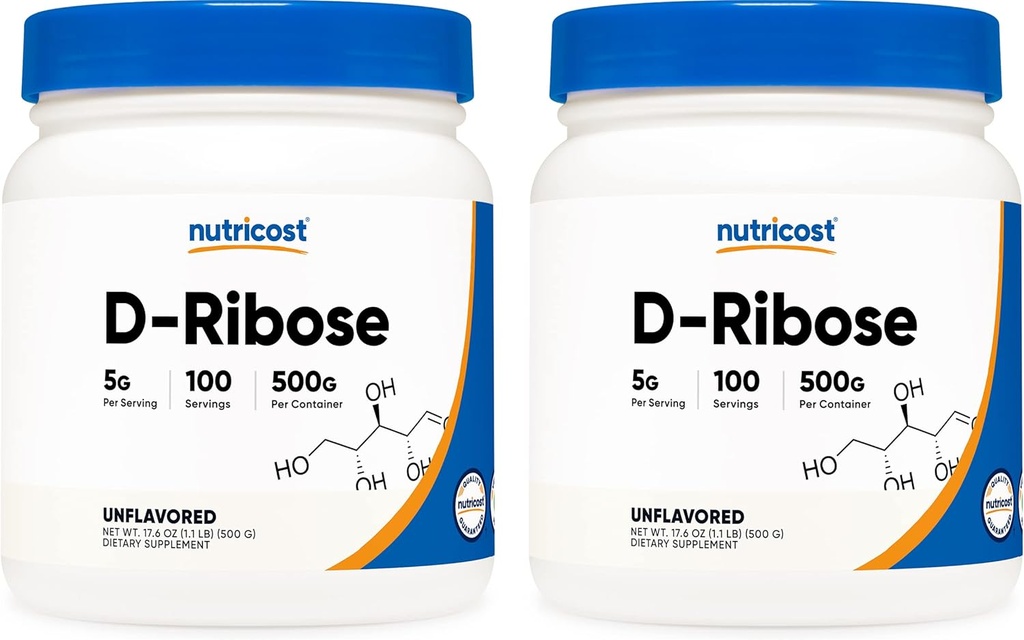 Nutricost D-Ribose Powder 500 Grams - 5000mg Per Serving, Non-GMO (500 G (2 Pack))