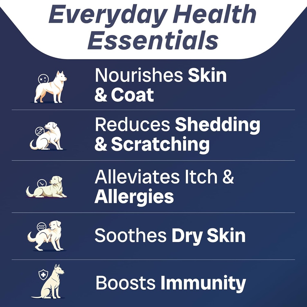 PAWFECTCHEW Fish Oil Omega 3 for Dogs - Allergy Relief - Itchy Skin Relief, Shedding, Seasonal Allergies - Skin and Coat Supplement - Made in USA - Salmon Oil Chews