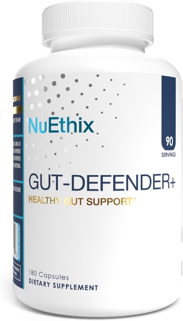 NuEthix Formulations Gut Defender+ Microbiome Balance Dietary Supplement, 180 Capsules, 90 Servings