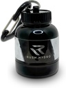 RUSH HYDRO Supplement Protein Powder Funnel Keychain, Travel Protein Powder Container with Dual Screw Cap, 100 mL Container for Hydration Powder & Supplements, Black