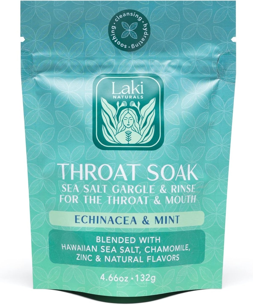 Laki Naturals Throat Soak Pouch of Echinacea & Mint with Scoop