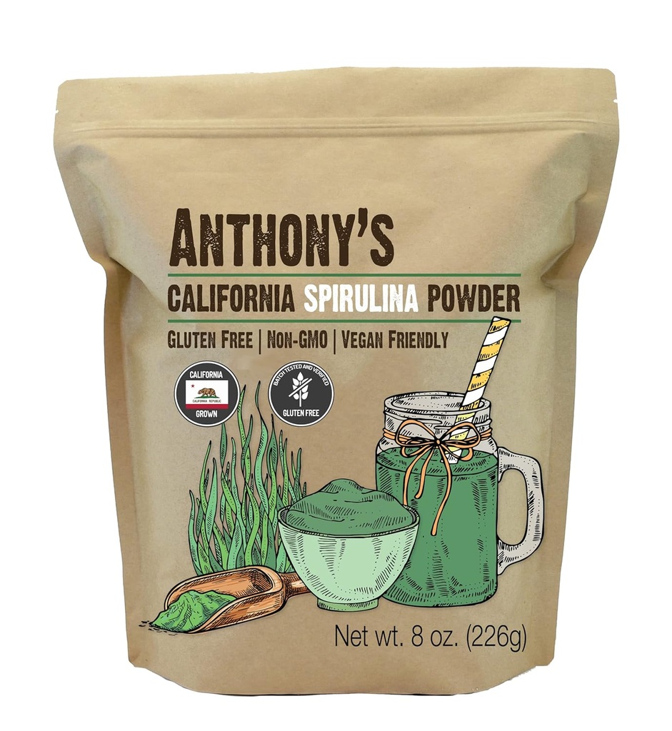 Anthony's California Spirulina Powder, 8 oz, Product of USA, Gluten Free, Non GMO