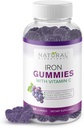 Iron Gummies with Vitamin C for Adults & Kids - Chewable Iron Supplement for Iron Deficiency Anemia, Red Blood Cell Support, Energy, Immune Function, Brain Health, Max Absorption, Grape Flavor, Vegan