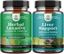 Bundle of Herbal Laxative Capsules with Probiotics Natural Laxatives for Constipation and Liver Cleanse Detox & Repair - Milk Thistle for Digestion & Immune Health - Ginger Root Choline Dandelion Root