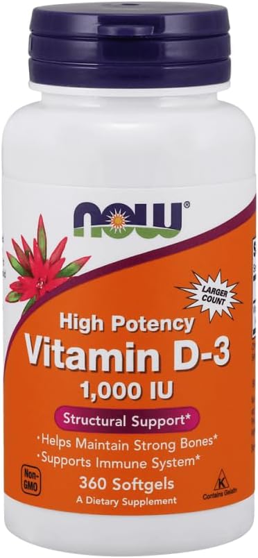 Vitamin D-3 1000 IU (High Potency) - 360 Softgels by NOW