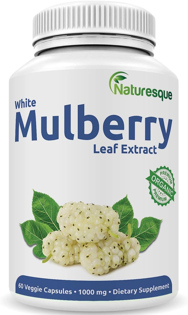 Naturesque White Mulberry Leaf Extract | 1000mg 60 Vegan Capsules | Non-GMO and Gluten Free Herbal Supplement