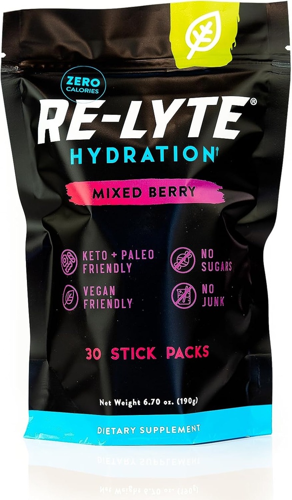 REDMOND Re-Lyte Hydration Electrolyte Powder Mix (Mixed Berry) 30 Stick Pack