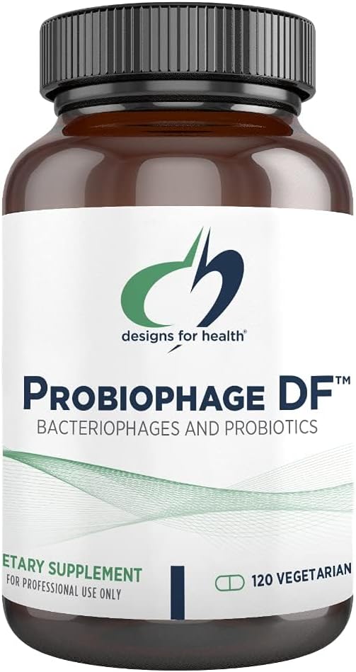 Designs for Health Probiophage DF - Bacteriophage Prebiotic + Probiotic Supplement - Probiotics for Digestion + Immune Support - Dairy Free Pre and Pro Biotics in Delayed Release Capsules (120 Count)