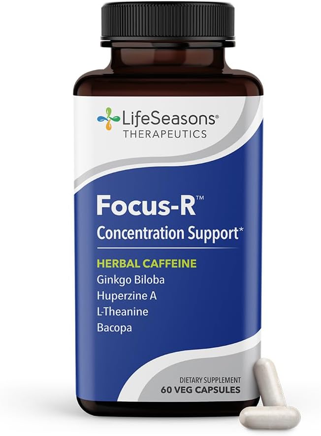 LifeSeasons - Focus-R - Concentration Support Supplement - All Ages - Enhances Mental Performance & Focus - Increases Attention Span - L-Theanine, Kava Kava, Bacopa, Vitamin B & More - (60 Capsules)