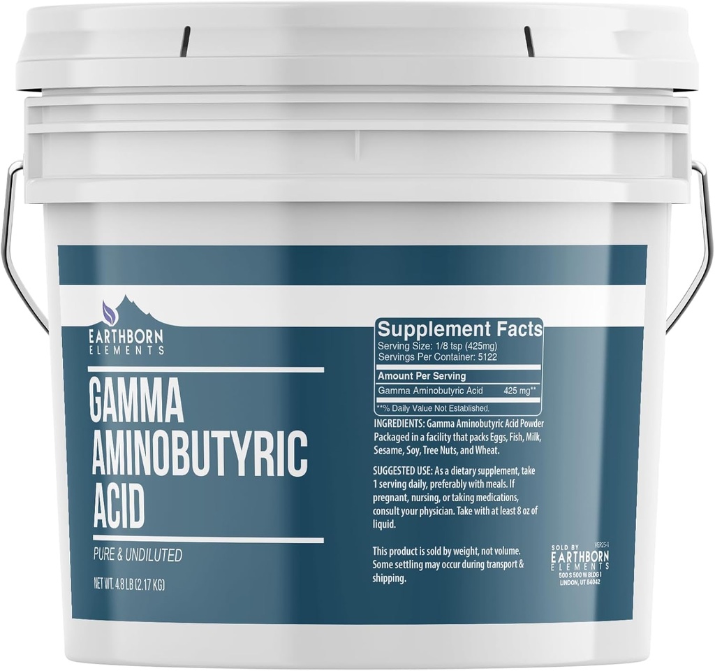 Earthborn Elements Gamma Aminobutyric Acid (GABA) 1 Gallon Bucket, Pure & Undiluted, Dietary Supplement