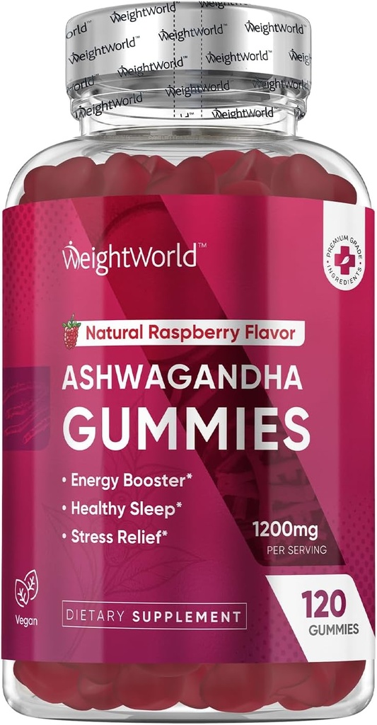 WeightWorld Ashwagandha Gummies for Women and Men 1200mg - 120 Gummies (2-Month Supply) - Ashwagandha Supplement Gummies for Energy Booster, Healthy Sleep & Stress Relief - Vegan & Gluten-Free