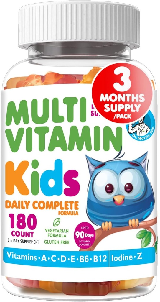 DR. MORITZ Kids Multivitamin Gummies - with Kids Vitamins A C D E B6 B12 Zinc & More- Complete Daily Support- Vegetarian & Non-GMO Multivitamins for Children (180 Count)