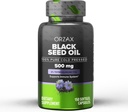 ORZAX Black Seed Oil Cold Pressed 100% Pure | Non-GMO – Rich in Omega 3 6 9 & Thymoquinone | Black Cumin Nigella Sativa Oil for Immune Support, Hair, Skin, Face (150 Softgel Capsules)